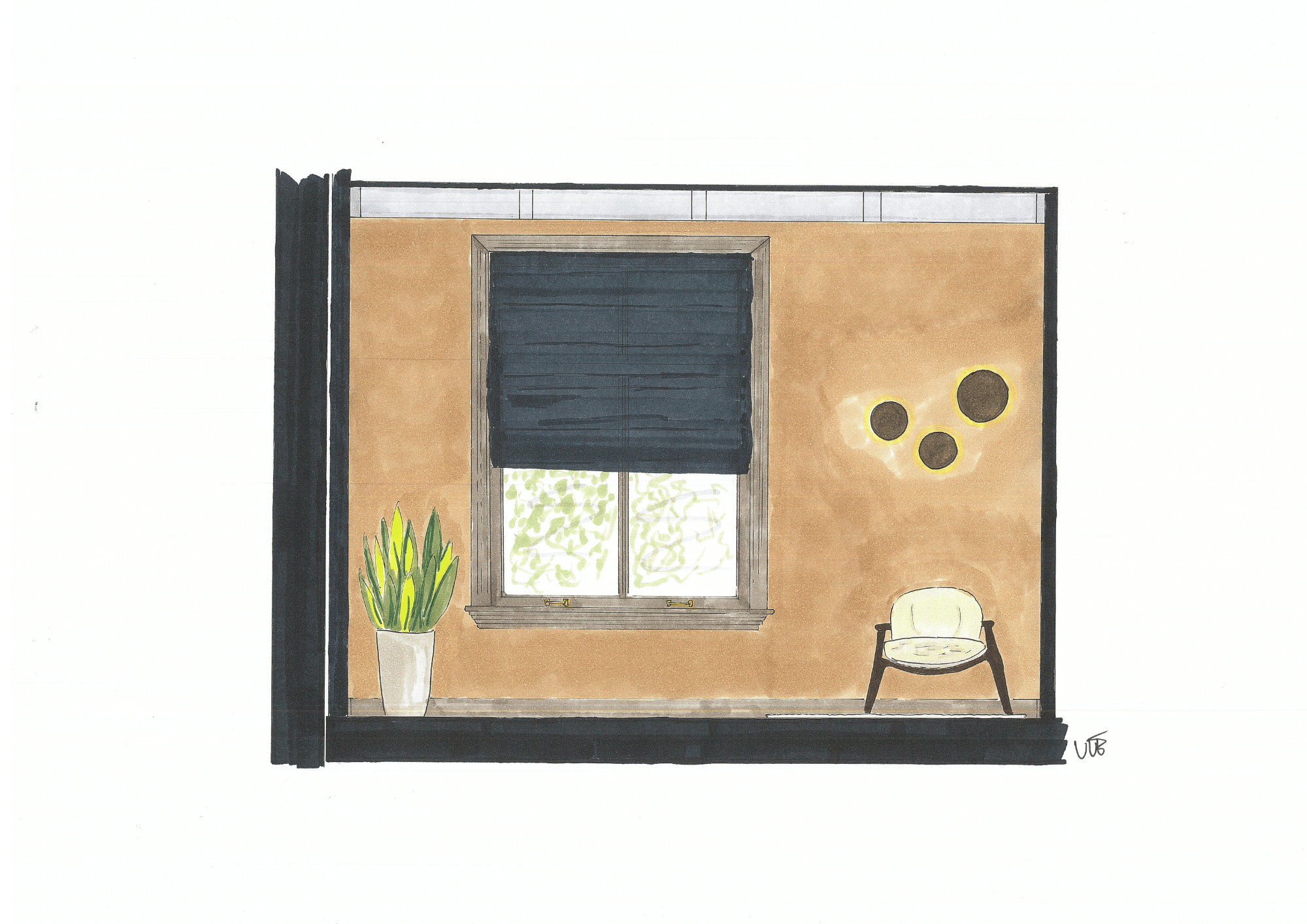 tekening aanzicht slaapkamer